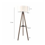 GloboStar® SHELF 204-0129 Μοντέρνο Eπιδαπέδιο Φωτιστικό Μονόφωτο 1 x E27 IP20 Καφέ Ξύλο με Μπεζ Ύφασμα – Μ38 x Π38 x Υ135cm