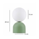 GloboStar® MAGIC 204-0130 Μοντέρνο Eπιτραπέζιο Φωτιστικό Μονόφωτο 1 x E14 IP20 Πράσινο Μέταλλο με Λευκό Γυαλί – Μ13 x Π13 x Υ28cm