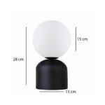 GloboStar® MAGIC 204-0132 Μοντέρνο Eπιτραπέζιο Φωτιστικό Μονόφωτο 1 x E14 IP20 Μαύρο Μέταλλο με Λευκό Γυαλί – Μ13 x Π13 x Υ28cm