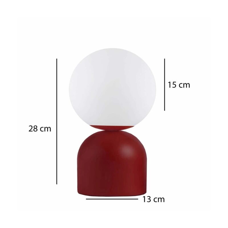 GloboStar® MAGIC 204-0135 Μοντέρνο Eπιτραπέζιο Φωτιστικό Μονόφωτο 1 x E14 IP20 Κόκκινο Μέταλλο με Λευκό Γυαλί – Μ13 x Π13 x Υ28cm