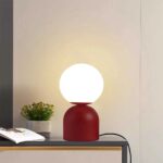 GloboStar® MAGIC 204-0135 Μοντέρνο Eπιτραπέζιο Φωτιστικό Μονόφωτο 1 x E14 IP20 Κόκκινο Μέταλλο με Λευκό Γυαλί – Μ13 x Π13 x Υ28cm