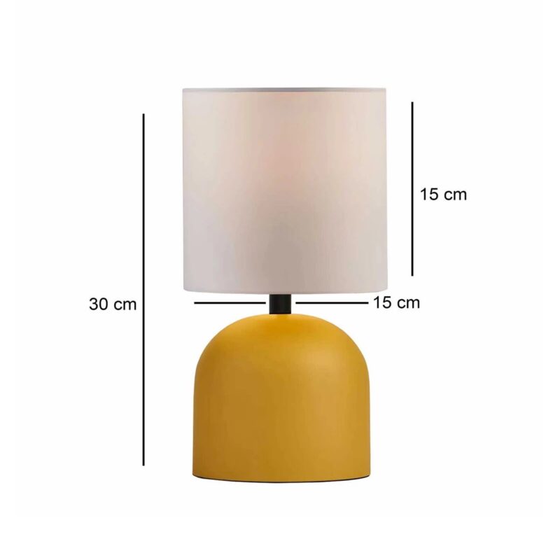 GloboStar® LOREN 204-0137 Μοντέρνο Eπιτραπέζιο Φωτιστικό Μονόφωτο 1 x E27 IP20 Κίτρινο Μέταλλο με Μπεζ        Ύφασμα – Μ15 x Π15 x Υ31cm