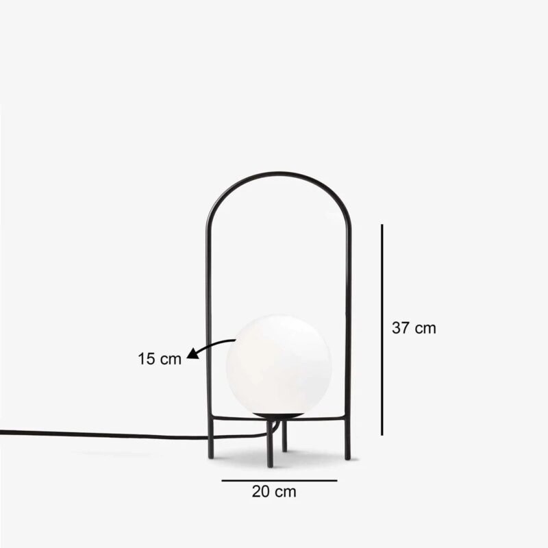 GloboStar® SPIDY 204-0139 Μοντέρνο Eπιτραπέζιο Φωτιστικό Μονόφωτο 1 x E27 IP20 Μαύρο Μέταλλο με Λευκό Γυαλί – Μ20 x Π20 x Υ37cm