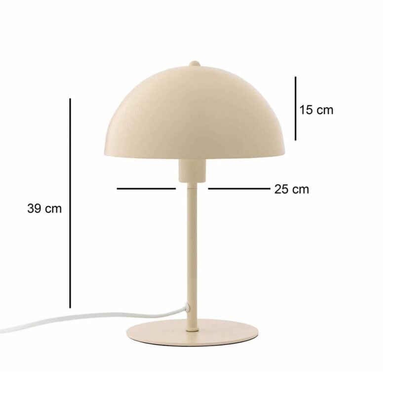 GloboStar® GASCEIO 204-0140 Μοντέρνο Eπιτραπέζιο Φωτιστικό Μονόφωτο 1 x E27 IP20 Μπεζ Μέταλλο – Μ25 x Π25 x Υ39cm