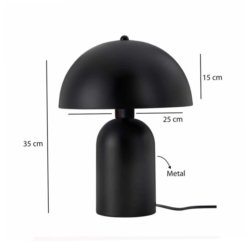 GloboStar® GASCO 204-0146 Μοντέρνο Eπιτραπέζιο Φωτιστικό Μονόφωτο 1 x E27 IP20 Μαύρο Μέταλλο – Μ25 x Π25 x Υ35cm