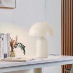 GloboStar® GASCO 204-0149 Μοντέρνο Eπιτραπέζιο Φωτιστικό Μονόφωτο 1 x E27 IP20 Μπεζ Μέταλλο – Μ25 x Π25 x Υ35cm