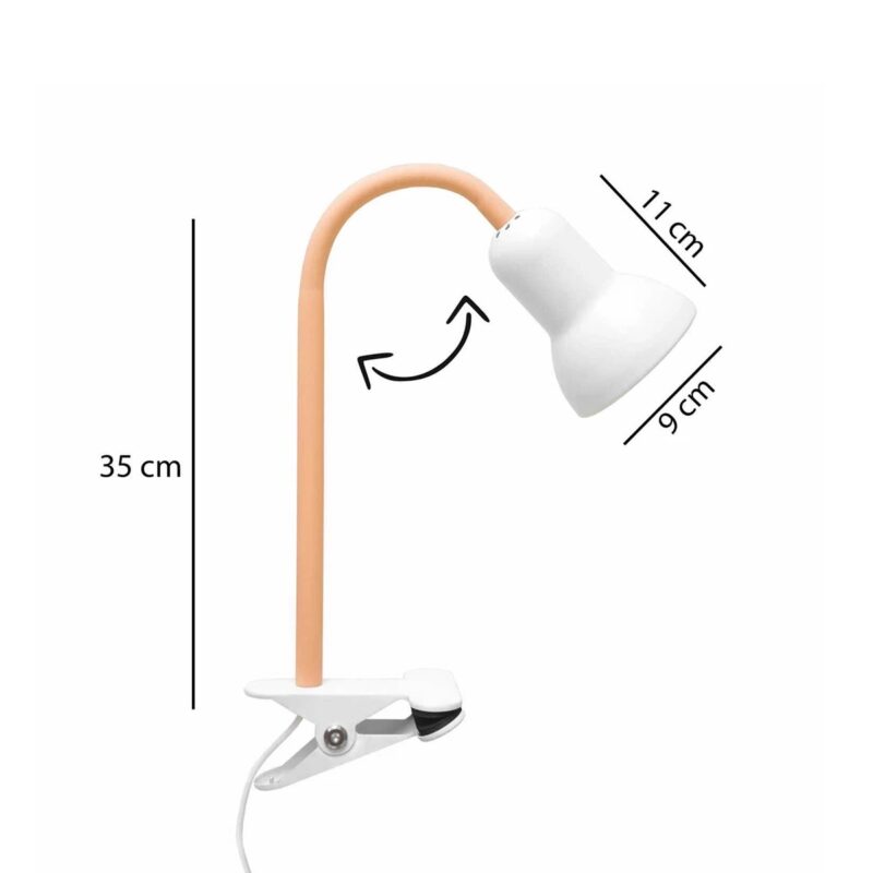 GloboStar® TAVOLO 204-0151 Παιδικό Eπιτραπέζιο Φωτιστικό Μονόφωτο 1 x E14 IP20 Πορτοκαλί & Λευκό – Μ11 x Π9 x Υ35cm