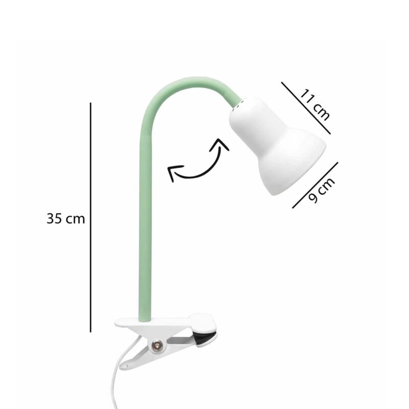 GloboStar® TAVOLO 204-0153 Παιδικό Eπιτραπέζιο Φωτιστικό Μονόφωτο 1 x E14 IP20 Πράσινο & Λευκό – Μ11 x Π9 x Υ35cm