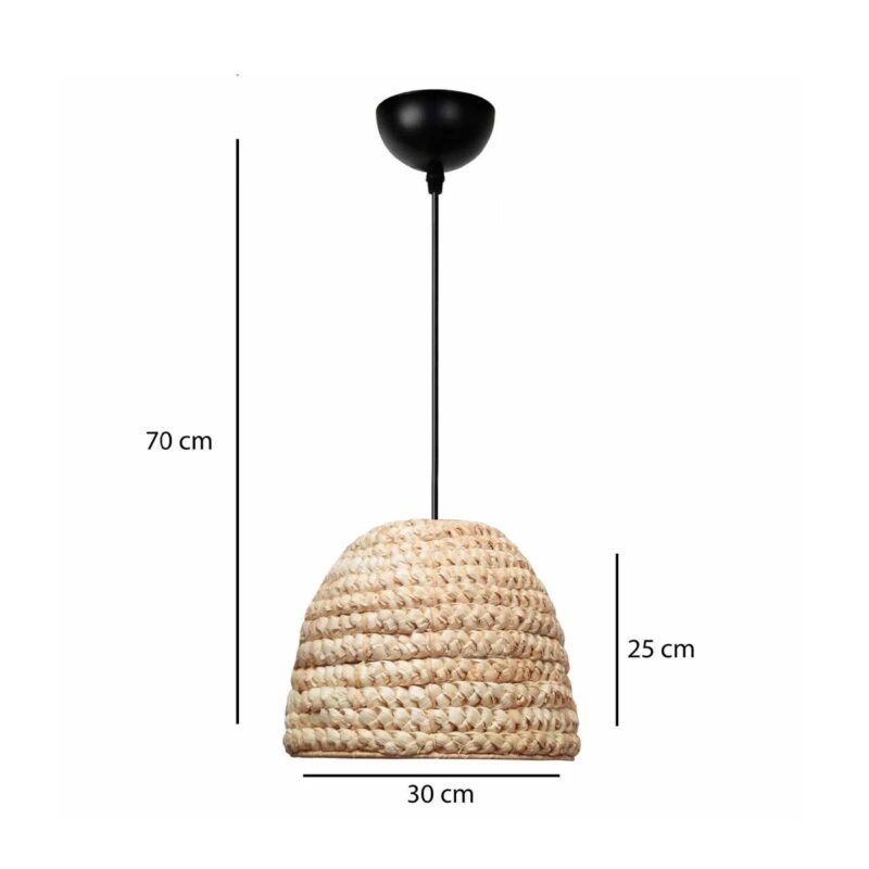 GLOBOSTAR® MEKA 204-0163 Boho Κρεμαστό Φωτιστικό Οροφής με Ντουί 1 x E27 AC 220-240V IP20 – Μπεζ – Μ30 x Π30 x Υ25cm