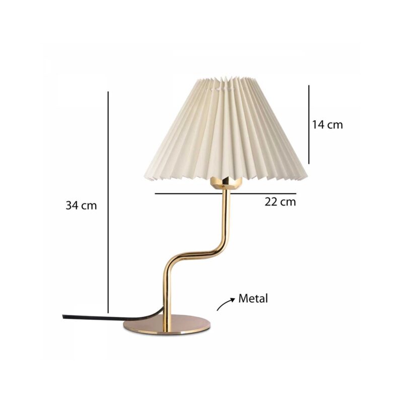 GloboStar® LIVL 204-0169 Μοντέρνο Eπιτραπέζιο Φωτιστικό Μονόφωτο 1 x E27 IP20 Χρυσό Μέταλλο με Μπεζ Ύφασμα – Μ22 x Π22 x Υ34cm