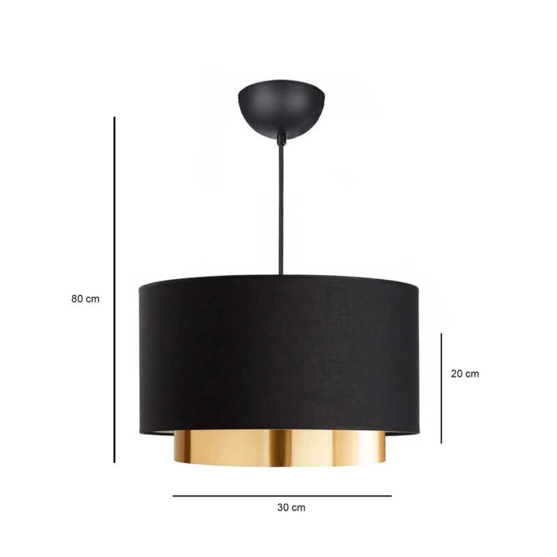 GLOBOSTAR® BASIL 204-0174 Μοντέρνο Κρεμαστό Φωτιστικό Οροφής με Ντουί 1 x E27 AC 220-240V IP20 – Μαύρο & Χρυσό – Μ30 x Π30 x Υ20cm