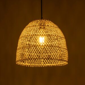 GLOBOSTAR® CESTINO 204-0178 Boho Κρεμαστό Φωτιστικό Οροφής Μονόφωτο 1 x E27 AC 220-240V IP20 Μπεζ – Μ30 x Π30 x Υ25cm