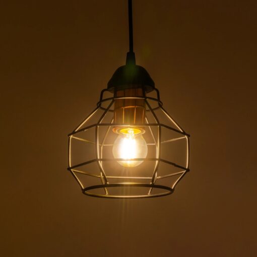 GLOBOSTAR® BUR 204-0180 Μοντέρνο Κρεμαστό Φωτιστικό Οροφής Μονόφωτο 1 x E27 AC 220-240V IP20 Μαύρο – Μ17 x Π17 x Υ23cm