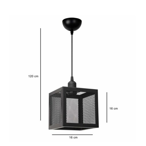 GLOBOSTAR® JAULA 204-0181 Μοντέρνο Κρεμαστό Φωτιστικό Οροφής Μονόφωτο 1 x E27 AC 220-240V IP20 Μαύρο – Μ17 x Π17 x Υ23cm