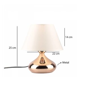 GloboStar® KORG 204-0184 Μοντέρνο Επιτραπέζιο Φωτιστικό Πορτατίφ Μονόφωτο 1 x E27 AC 220-240V IP20 Μπεζ & Χάλκινο – Μ17 x Π17 x Υ23cm