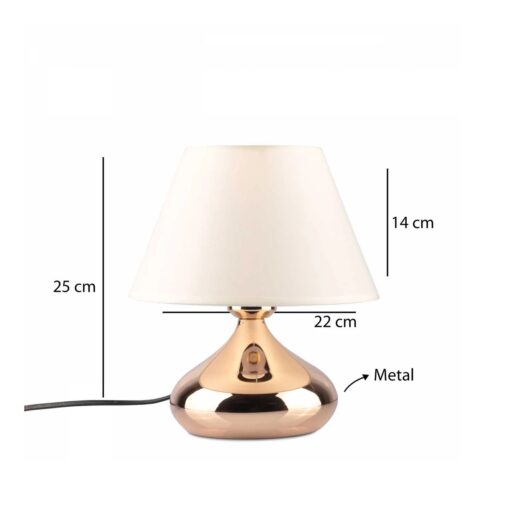 GloboStar® KORG 204-0184 Μοντέρνο Επιτραπέζιο Φωτιστικό Πορτατίφ Μονόφωτο 1 x E27 AC 220-240V IP20 Μπεζ & Χάλκινο – Μ17 x Π17 x Υ23cm