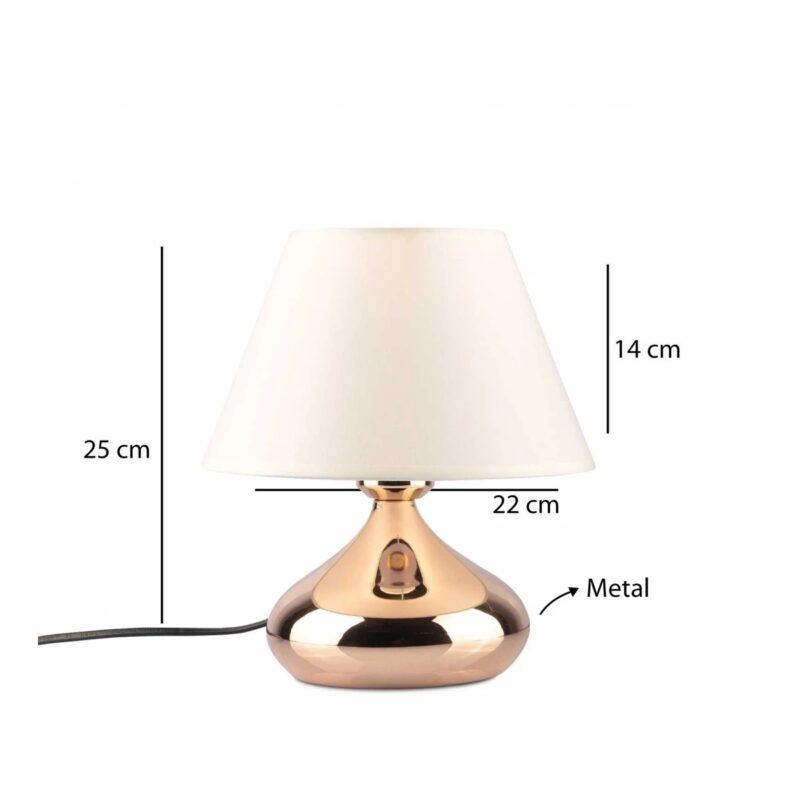 GloboStar® KORG 204-0184 Μοντέρνο Επιτραπέζιο Φωτιστικό Πορτατίφ Μονόφωτο 1 x E27 AC 220-240V IP20 Μπεζ & Χάλκινο – Μ17 x Π17 x Υ23cm