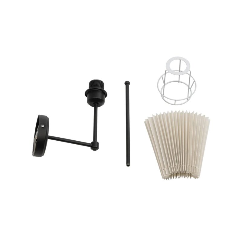 GloboStar® LING 204-0188 Μοντέρνο Φωτιστικό Τοίχου Απλίκα Μονόφωτο 1 x E27 AC 220-240V IP20 Μπεζ & Μαύρο – Μ22 x Π22 x Υ50cm