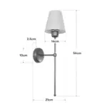 GloboStar® LING 204-0189 Μοντέρνο Φωτιστικό Τοίχου Απλίκα Μονόφωτο 1 x E27 AC 220-240V IP20 Μπεζ & Μαύρο – Μ13 x Π13 x Υ50cm