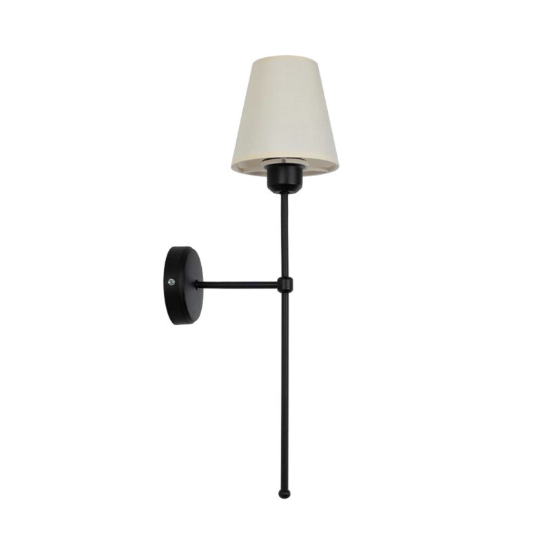 GloboStar® LING 204-0190 Μοντέρνο Φωτιστικό Τοίχου Απλίκα Μονόφωτο 1 x E27 AC 220-240V IP20 Μπεζ & Μαύρο – Μ13 x Π13 x Υ50cm