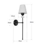 GloboStar® LING 204-0190 Μοντέρνο Φωτιστικό Τοίχου Απλίκα Μονόφωτο 1 x E27 AC 220-240V IP20 Μπεζ & Μαύρο – Μ13 x Π13 x Υ50cm