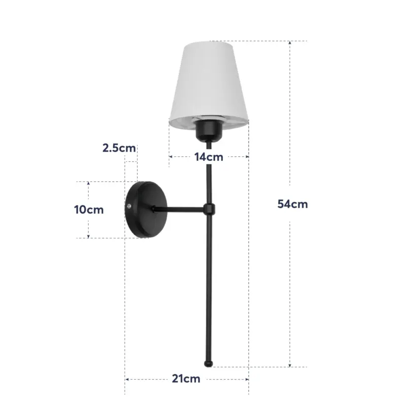 GloboStar® LING 204-0190 Μοντέρνο Φωτιστικό Τοίχου Απλίκα Μονόφωτο 1 x E27 AC 220-240V IP20 Μπεζ & Μαύρο – Μ13 x Π13 x Υ50cm