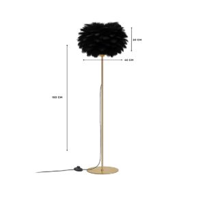 GloboStar® ALES 204-0193 Μοντέρνο Φωτιστικό Δαπέδου  Μονόφωτο 1 x E27 AC 220-240V IP20 Μαύρο & Χρυσό – Μ40 x Π40 x Υ150cm