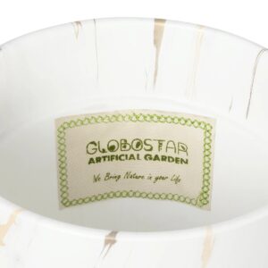 GloboStar® Artificial Garden DENPASAR 20526 Διακοσμητική Κεραμική Γλάστρα Λευκή με Χρυσό Μ20 x Π20 x Υ21 cm