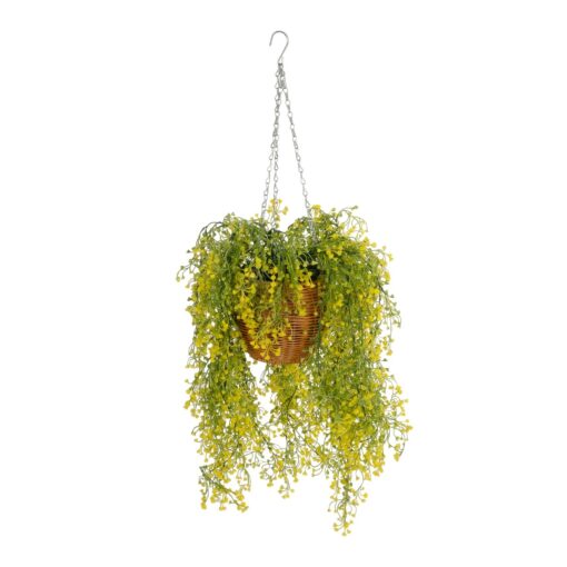 GloboStar® Artificial Garden GOLDEN BELL WILLOW HANGING PLANT 20626 Τεχνητό Κρεμαστό Διακοσμητικό Φυτό Κίτρινη Ιτιά Μ40 x Π40 x Y60cm
