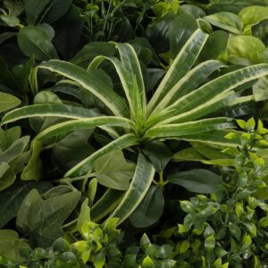 GloboStar® Artificial Garden VARIOUS PLANTS ROUND WALL DISC 20689 Τεχνητό Διακοσμητικό Στρογγυλό Πάνελ Φυλλωσιάς – Κάθετος Κήπος Μιξ Μ70 x Π70 x Υ15cm