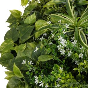 GloboStar® Artificial Garden VARIOUS PLANTS ROUND WALL DISC 20689 Τεχνητό Διακοσμητικό Στρογγυλό Πάνελ Φυλλωσιάς – Κάθετος Κήπος Μιξ Μ70 x Π70 x Υ15cm