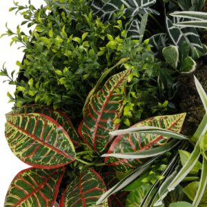 GloboStar® Artificial Garden VARIOUS PLANTS ROUND WALL DISC 20691 Τεχνητό Διακοσμητικό Στρογγυλό Πάνελ Φυλλωσιάς – Κάθετος Κήπος Μιξ Μ60 x Π60 x Υ20cm