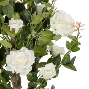 GloboStar® Artificial Garden WHITE ROSES 21069 Τεχνητό Διακοσμητικό Δέντρο Τριανταφυλλιά Μ50 x Π50 x Υ90cm