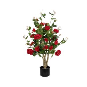 GloboStar® Artificial Garden RED ROSES 21070 Τεχνητό Διακοσμητικό Δέντρο Τριανταφυλλιά Μ50 x Π50 x Υ90cm