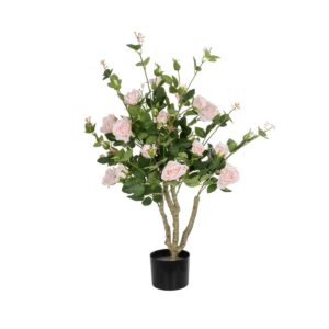 GloboStar® Artificial Garden LIGHT PINK ROSES 21071 Τεχνητό Διακοσμητικό Δέντρο Τριανταφυλλιά Μ50 x Π50 x Υ90cm
