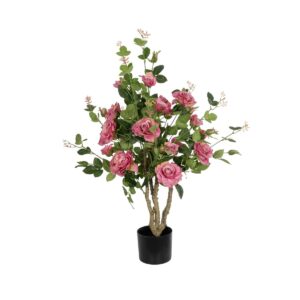 GloboStar® Artificial Garden PINK ROSES 21072 Τεχνητό Διακοσμητικό Δέντρο Τριανταφυλλιά Μ50 x Π50 x Υ90cm