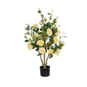GloboStar® Artificial Garden YELLOW ROSES 21073 Τεχνητό Διακοσμητικό Δέντρο Τριανταφυλλιά Μ50 x Π50 x Υ90cm
