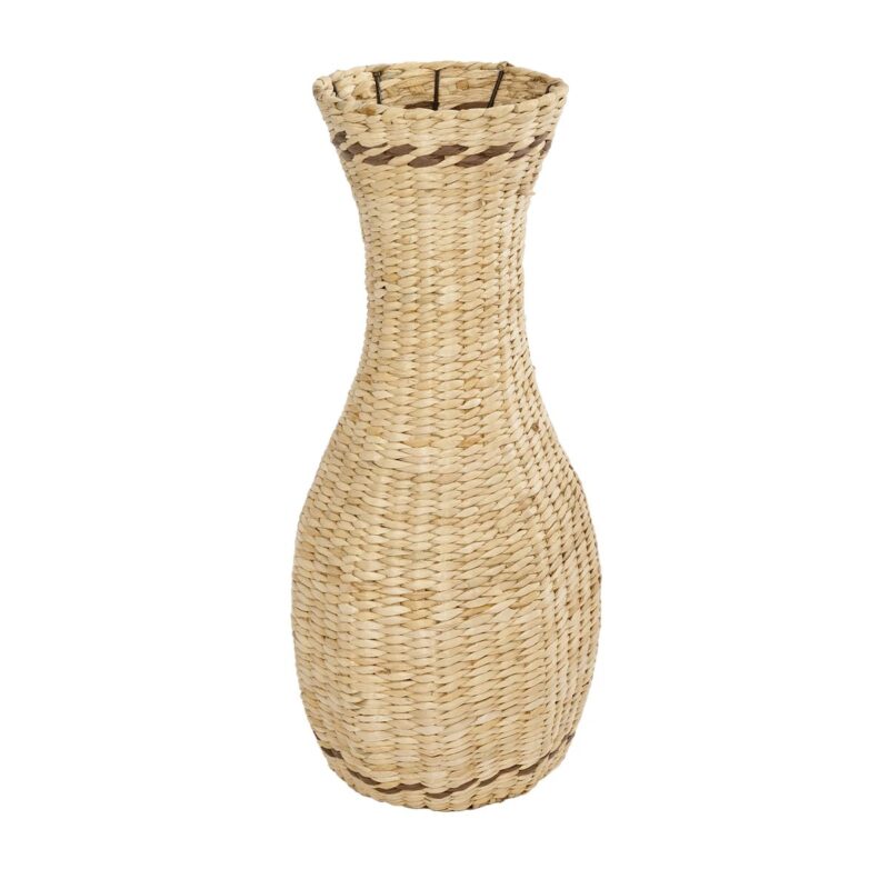 GloboStar® Artificial Garden MONACO 21235 Διακοσμητικό Πλεκτό Καλάθι – Κασπώ Γλάστρα – Flower Pot Μπεζ Φ29cm x Υ60cm