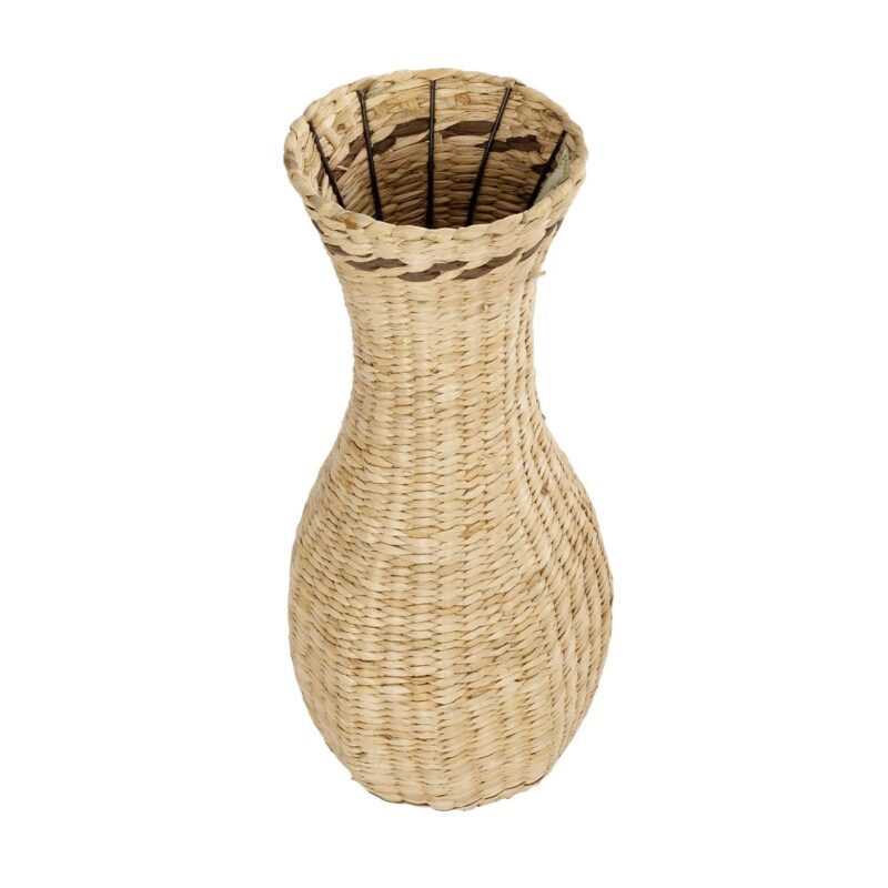 GloboStar® Artificial Garden MONACO 21235 Διακοσμητικό Πλεκτό Καλάθι – Κασπώ Γλάστρα – Flower Pot Μπεζ Φ29cm x Υ60cm