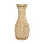 GloboStar® Artificial Garden MONACO 21235 Διακοσμητικό Πλεκτό Καλάθι – Κασπώ Γλάστρα – Flower Pot Μπεζ Φ29cm x Υ60cm