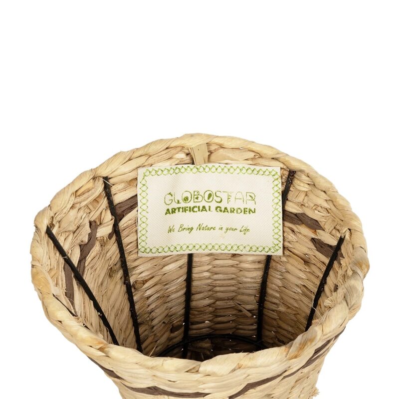 GloboStar® Artificial Garden MONACO 21235 Διακοσμητικό Πλεκτό Καλάθι – Κασπώ Γλάστρα – Flower Pot Μπεζ Φ29cm x Υ60cm