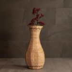 GloboStar® Artificial Garden MONACO 21235 Διακοσμητικό Πλεκτό Καλάθι – Κασπώ Γλάστρα – Flower Pot Μπεζ Φ29cm x Υ60cm