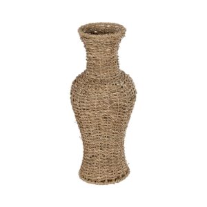 GloboStar® Artificial Garden TEXAS 21238 Διακοσμητικό Πλεκτό Καλάθι – Κασπώ Γλάστρα – Flower Pot Μπεζ Μ20 x Π20 x Υ43cm