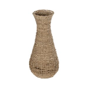 GloboStar® Artificial Garden CALIFORNIA 21239 Διακοσμητικό Πλεκτό Καλάθι – Κασπώ Γλάστρα – Flower Pot Μπεζ Μ20 x Π20 x Υ43cm