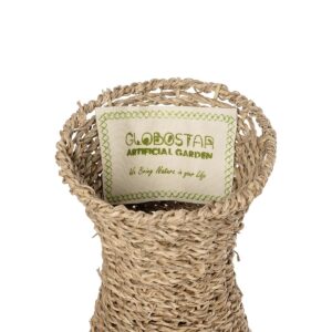 GloboStar® Artificial Garden CALIFORNIA 21239 Διακοσμητικό Πλεκτό Καλάθι – Κασπώ Γλάστρα – Flower Pot Μπεζ Μ20 x Π20 x Υ43cm