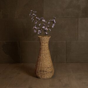 GloboStar® Artificial Garden CALIFORNIA 21239 Διακοσμητικό Πλεκτό Καλάθι – Κασπώ Γλάστρα – Flower Pot Μπεζ Μ20 x Π20 x Υ43cm