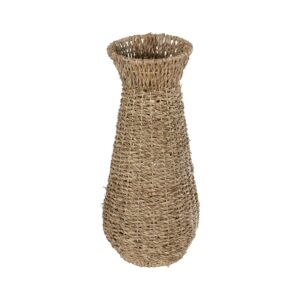 GloboStar® Artificial Garden PANAMA 21241 Διακοσμητικό Πλεκτό Καλάθι – Κασπώ Γλάστρα – Flower Pot Μπεζ Μ20 x Π20 x Υ40cm