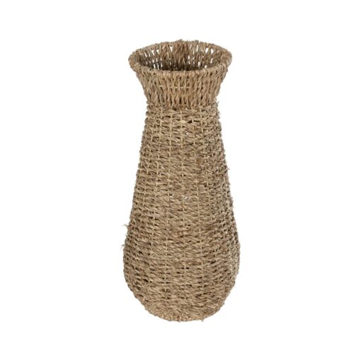 GloboStar® Artificial Garden PANAMA 21241 Διακοσμητικό Πλεκτό Καλάθι – Κασπώ Γλάστρα – Flower Pot Μπεζ Μ20 x Π20 x Υ40cm