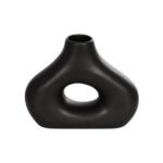 GloboStar® Artificial Garden HORIZON 21252 Διακοσμητικό Κεραμικό Βάζo Μαύρο Π18 x Μ6 x Υ15 cm