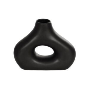 GloboStar® Artificial Garden HORIZON 21252 Διακοσμητικό Κεραμικό Βάζo Μαύρο Π18 x Μ6 x Υ15 cm